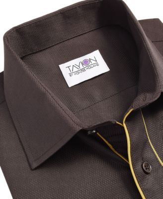 Men's Brown & Gold Slim Fit Dress Shirt