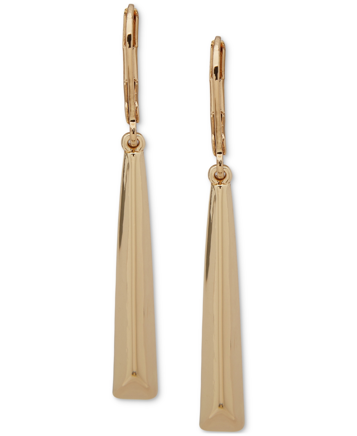 Shop Anne Klein Gold-tone Bevel Linear Drop Earrings
