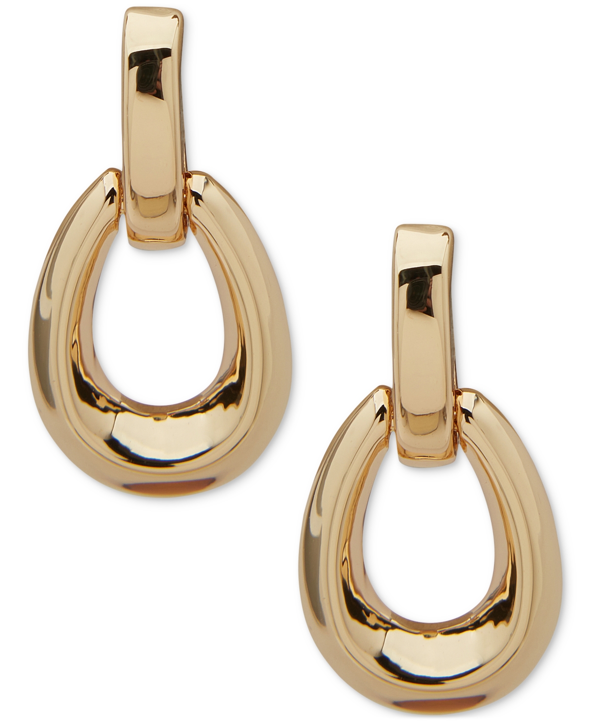 Shop Anne Klein Gold-tone Bevel Open Oval Drop Earrings