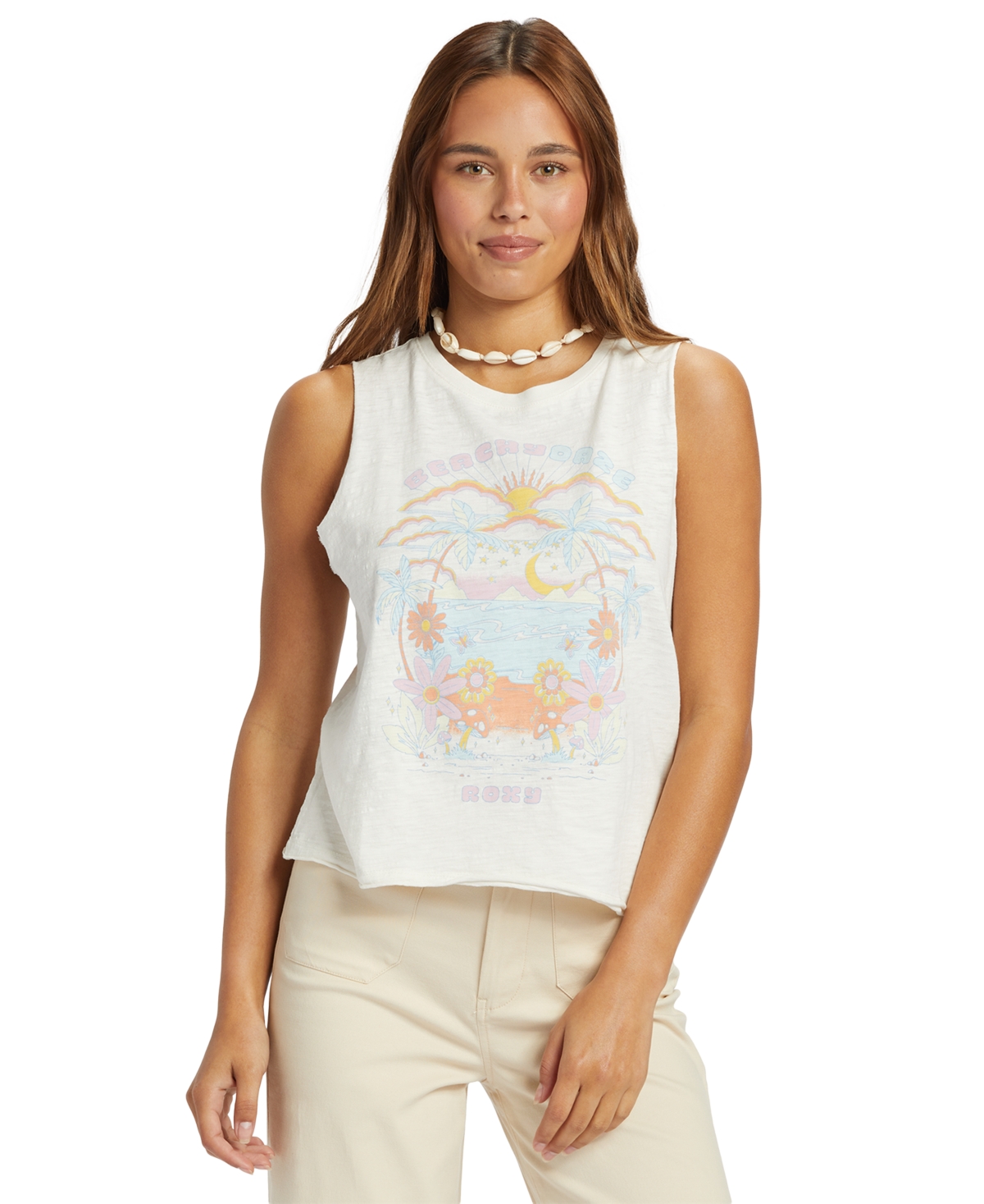 Juniors' Beachy Days Muscle Tank - Snow White