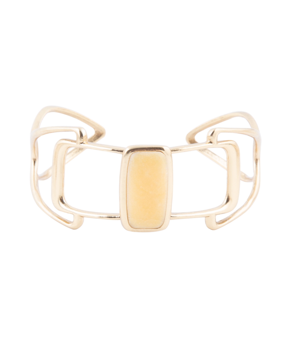 Luster Genuine Yellow Agate Rectangle Cuff Bracelet - Genuine Yellow Agate