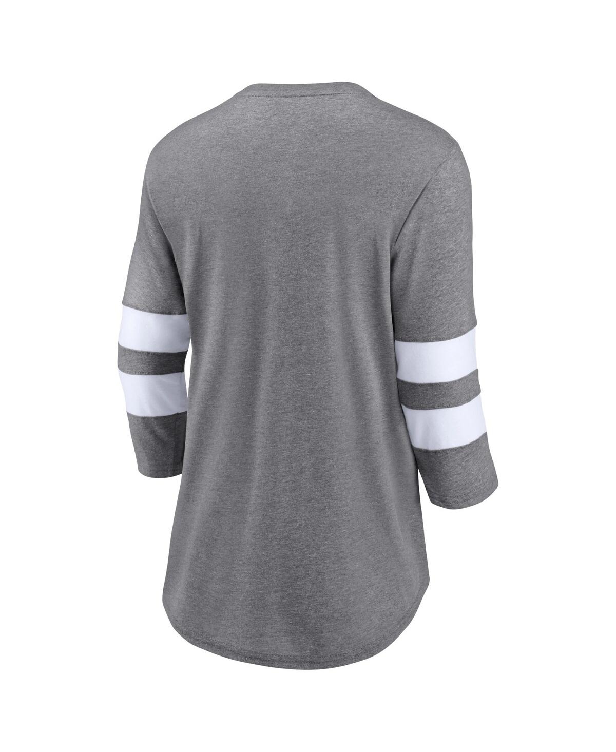 Women's FanaticsKansas City Chiefs Super Bowl Lviii Champions Under the Lights Tri-Blend 3/4-Sleeve T-shirt - Heather Gray, White