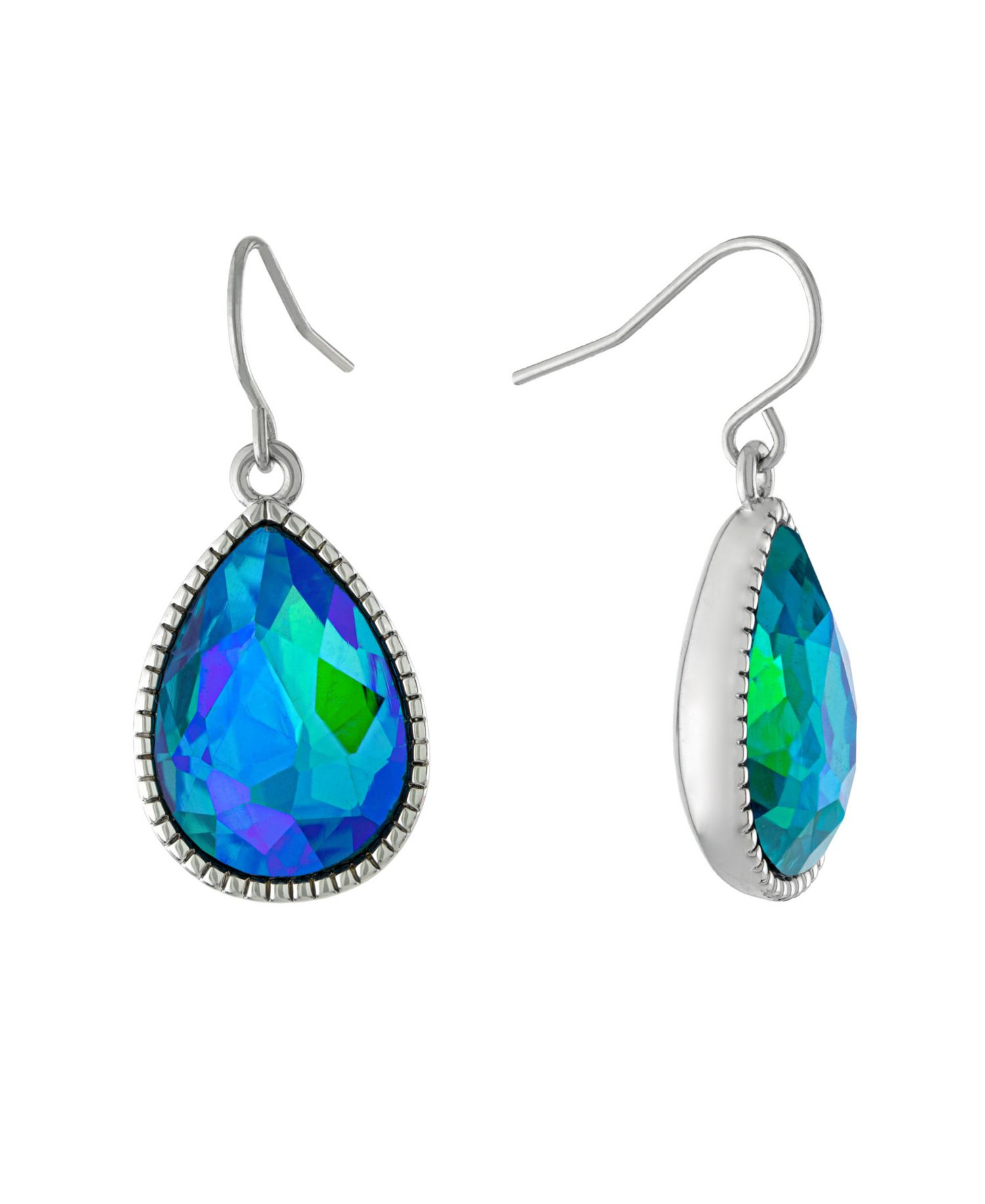 Pear Shape Crystal Drop Earrings (7/25 ct. t.w.) in Fine Silver Plated Brass