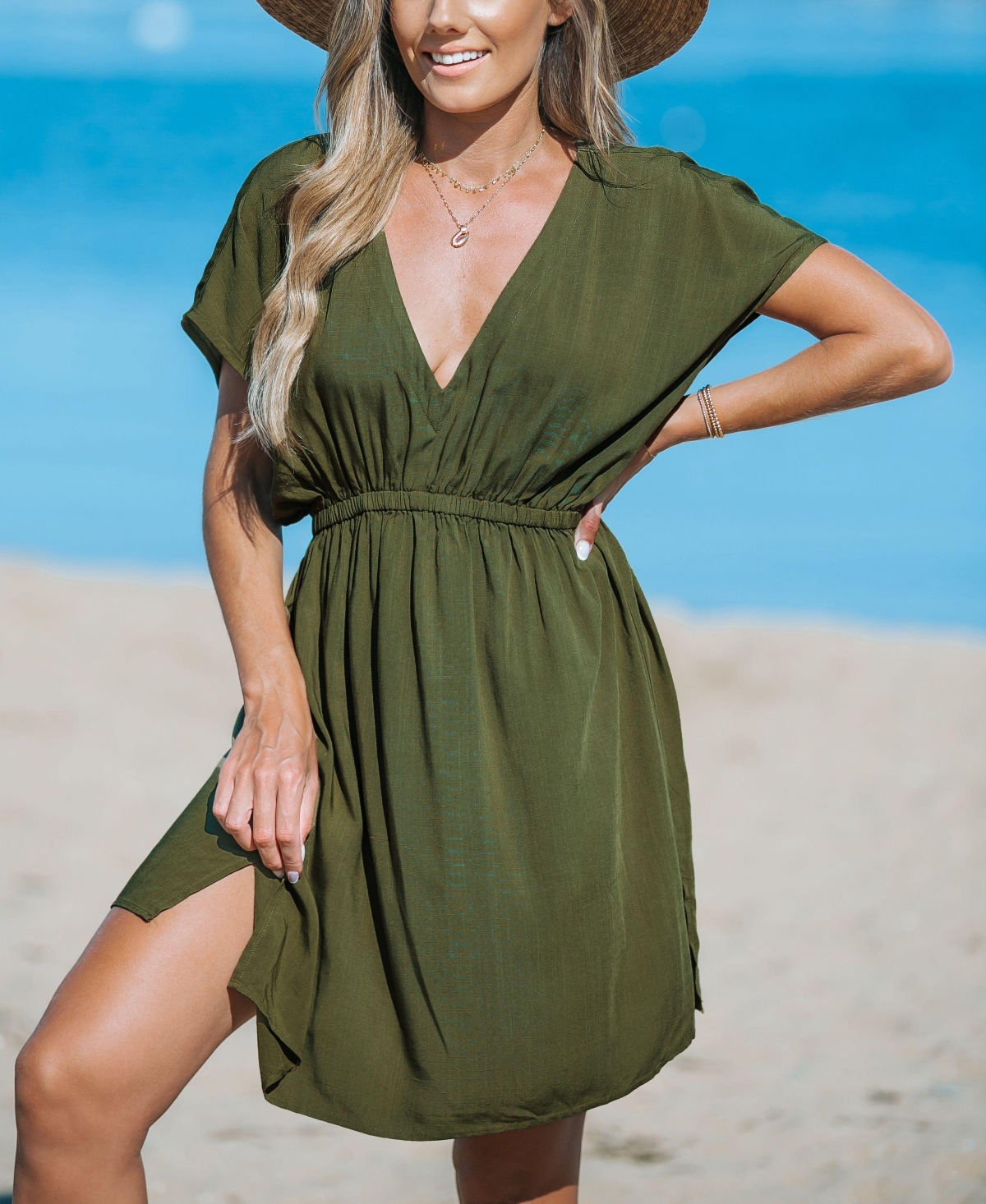 Cupshe Women's Elastic Short Sleeve Cover Up