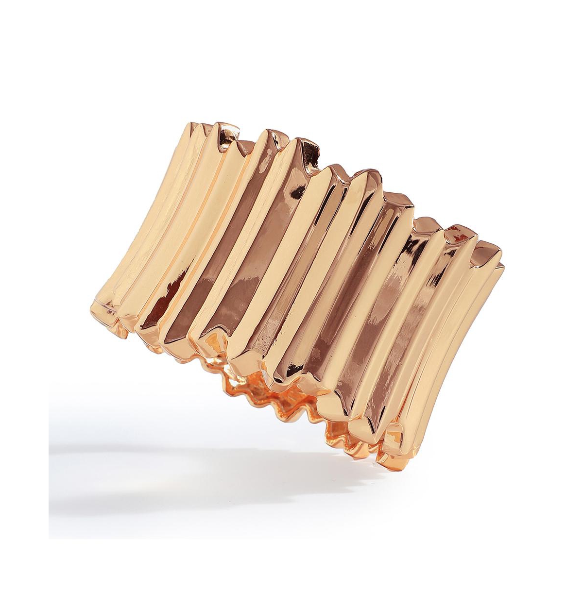 Women's Gold Ribbed Cuff Bracelet - Gold