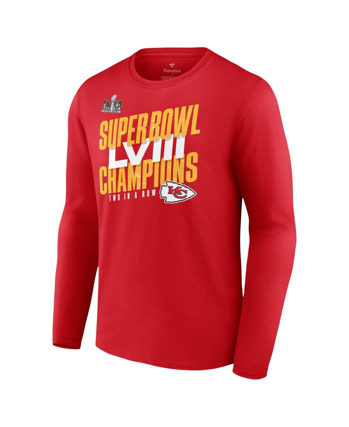 Men's FanaticsKansas City Chiefs Super Bowl Lviii Champions Iconic Big and Tall Long Sleeve T-shirt - Red