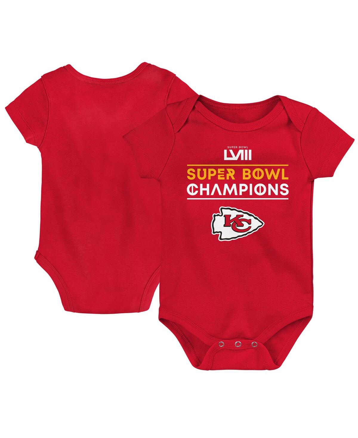 Shop Outerstuff Baby Boys And Girls Red Kansas City Chiefs Super Bowl Lviii Champions Stack Bodysuit
