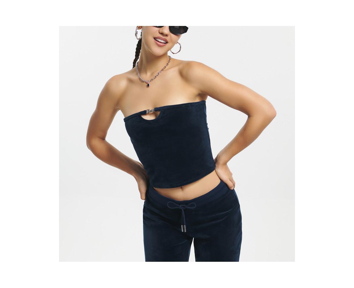 Solid Long Tube Top With Hardware - Regal Blue