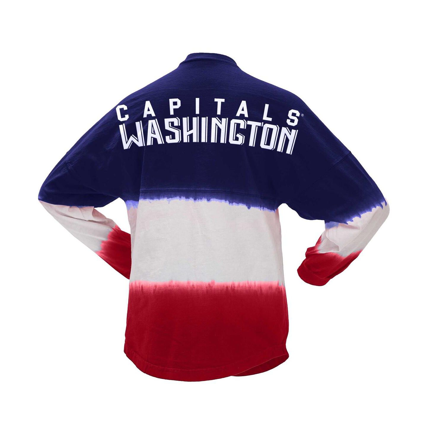 Женская футболка Spirit Jersey Navy, Red Washington Capitals Ombre Long Sleeve — фото 2