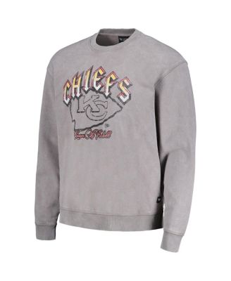 Men's and Women's Gray Distressed Kansas City Chiefs Pullover Sweatshirt