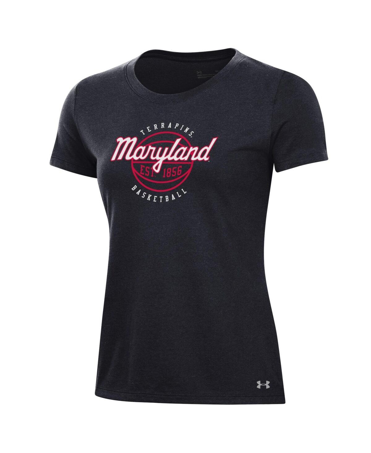 Shop Under Armour Women's  Black Maryland Terrapins Throwback Basketball Performance Cotton T-shirt