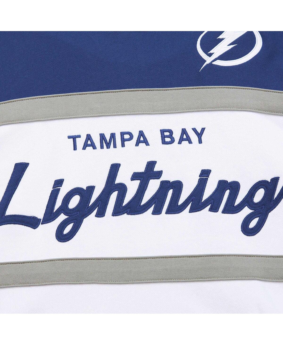 Shop Mitchell & Ness Men's  White, Blue Tampa Bay Lightning Head Coach Pullover Hoodie In White,blue