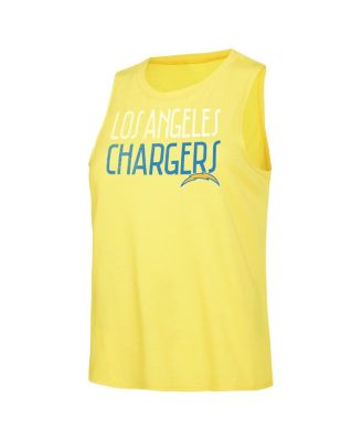 Women's Royal, Gold Distressed Los Angeles Chargers Muscle Tank Top and Pants Lounge Set