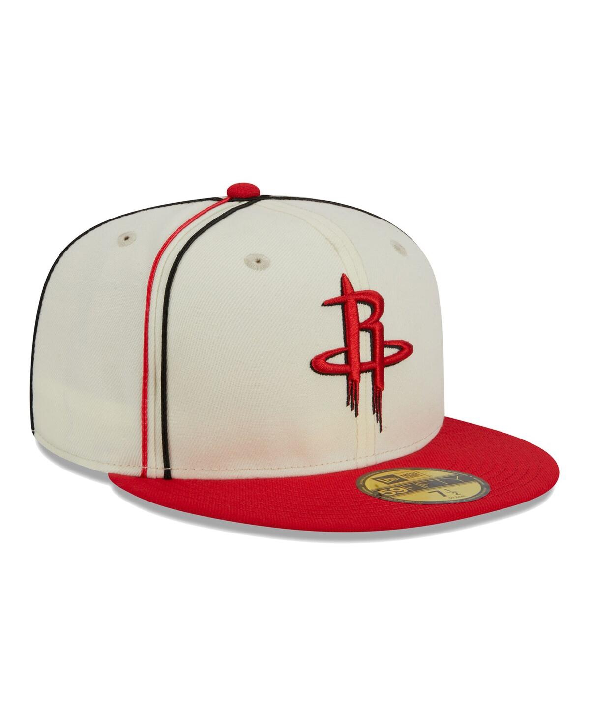 Men's New Era Red Houston Rockets Piping 2-Tone 59FIFTY Fitted Hat - Red
