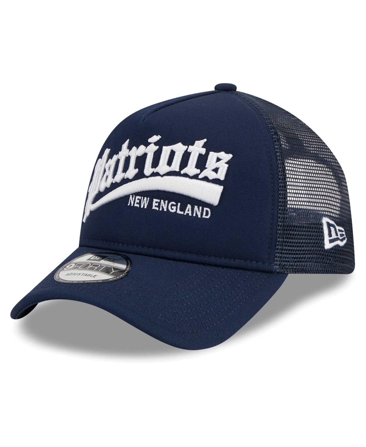 New Era Navy New England Patriots Caliber Trucker 9forty Adjustable Hat In Navy