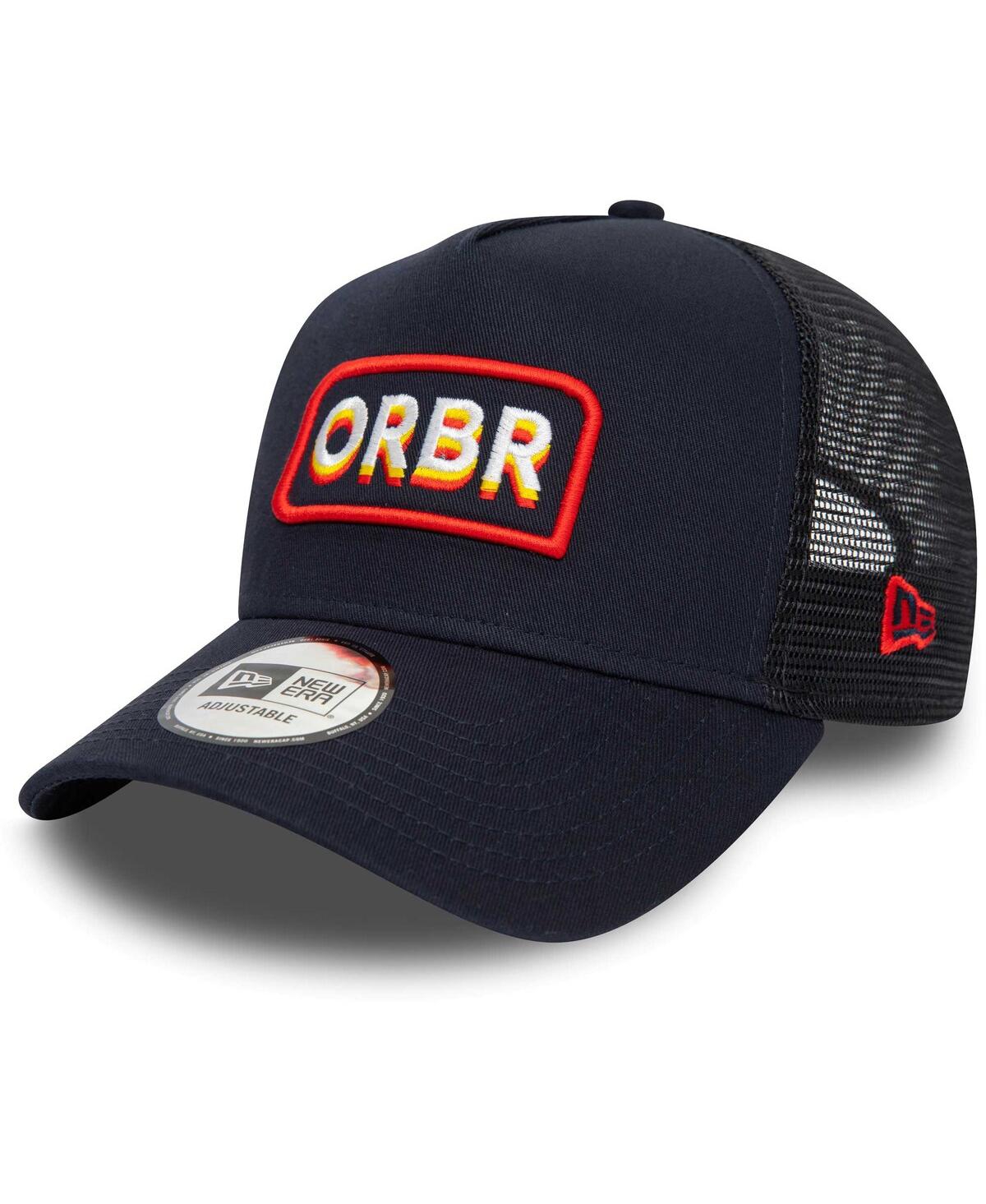 Shop New Era Men's  Navy Red Bull Racing Oversized Patch E-frame Trucker Adjustable Hat