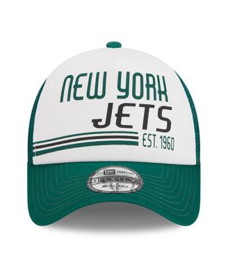 Men's White, Green New York Jets Stacked A-Frame Trucker 9FORTY Adjustable Hat