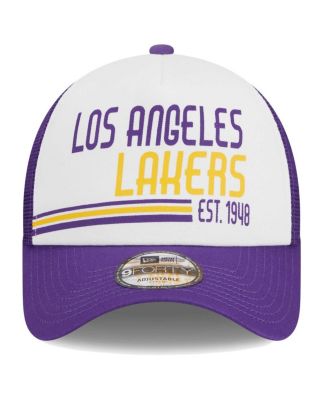 Men's White Los Angeles Lakers Lift Pass Foam Front Trucker 9FORTY Adjustable Hat