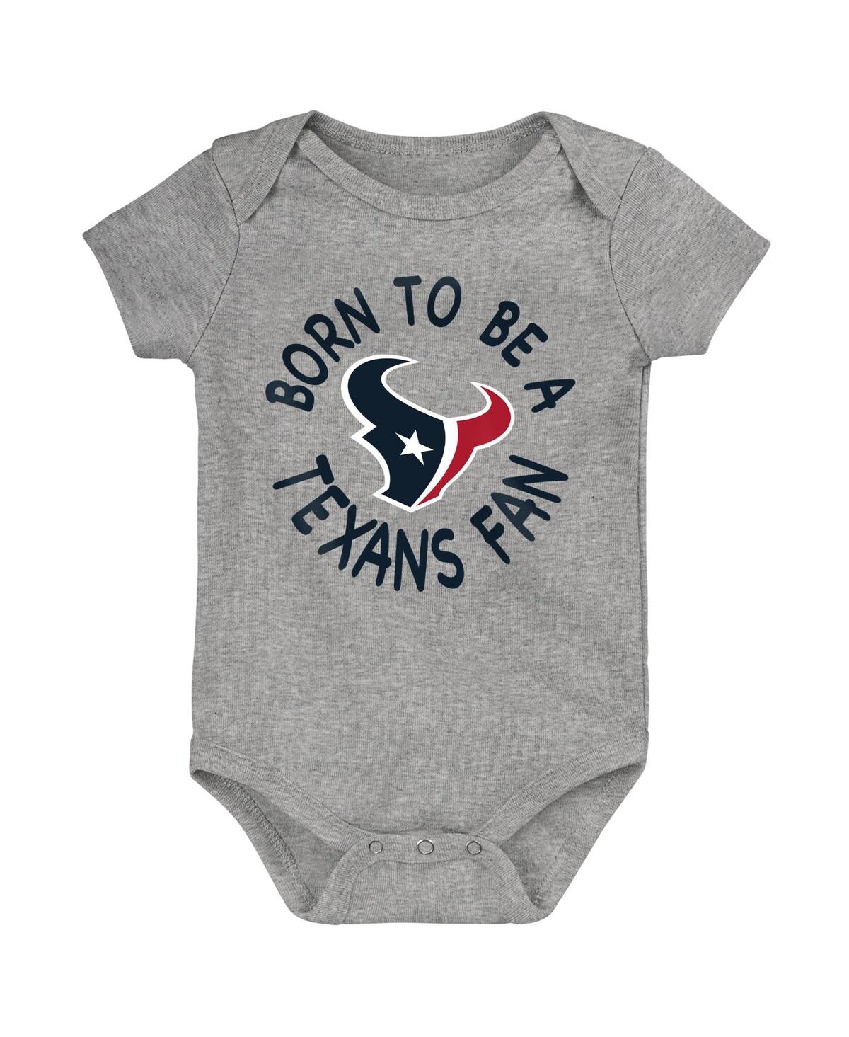 Outerstuff Baby Boys And Girls Navy, Red, Gray Houston Texans Born To Be 3-pack Bodysuit Set In Navy,red,gray