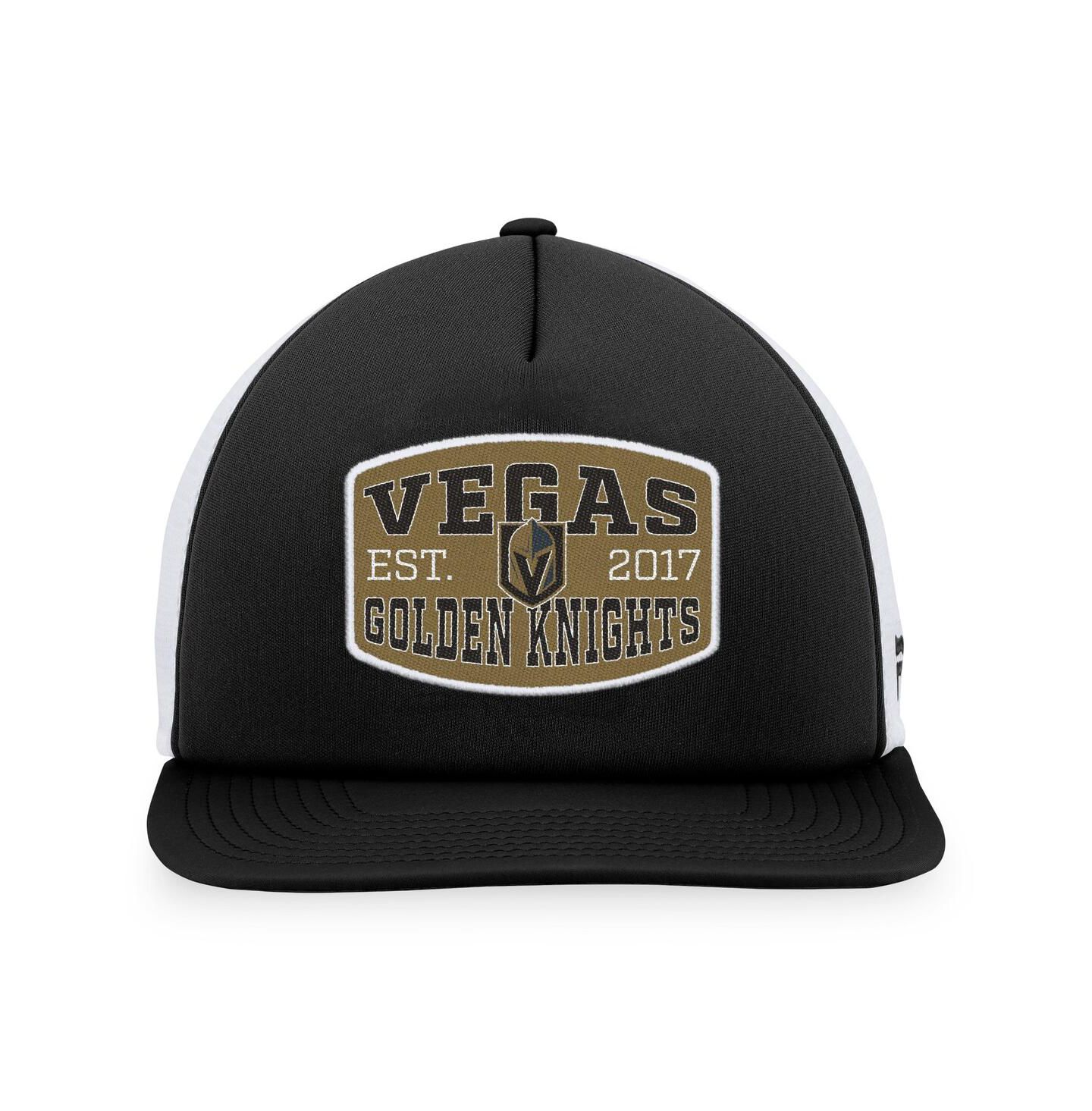 Мужская кепка Fanatics Black, White Vegas Golden Knights Foam Front Patch Trucker Snapback Hat — фото 3