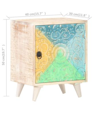 Carved Bedside Cabinet 15.7"x11.8"x19.7" Solid Acacia Wood