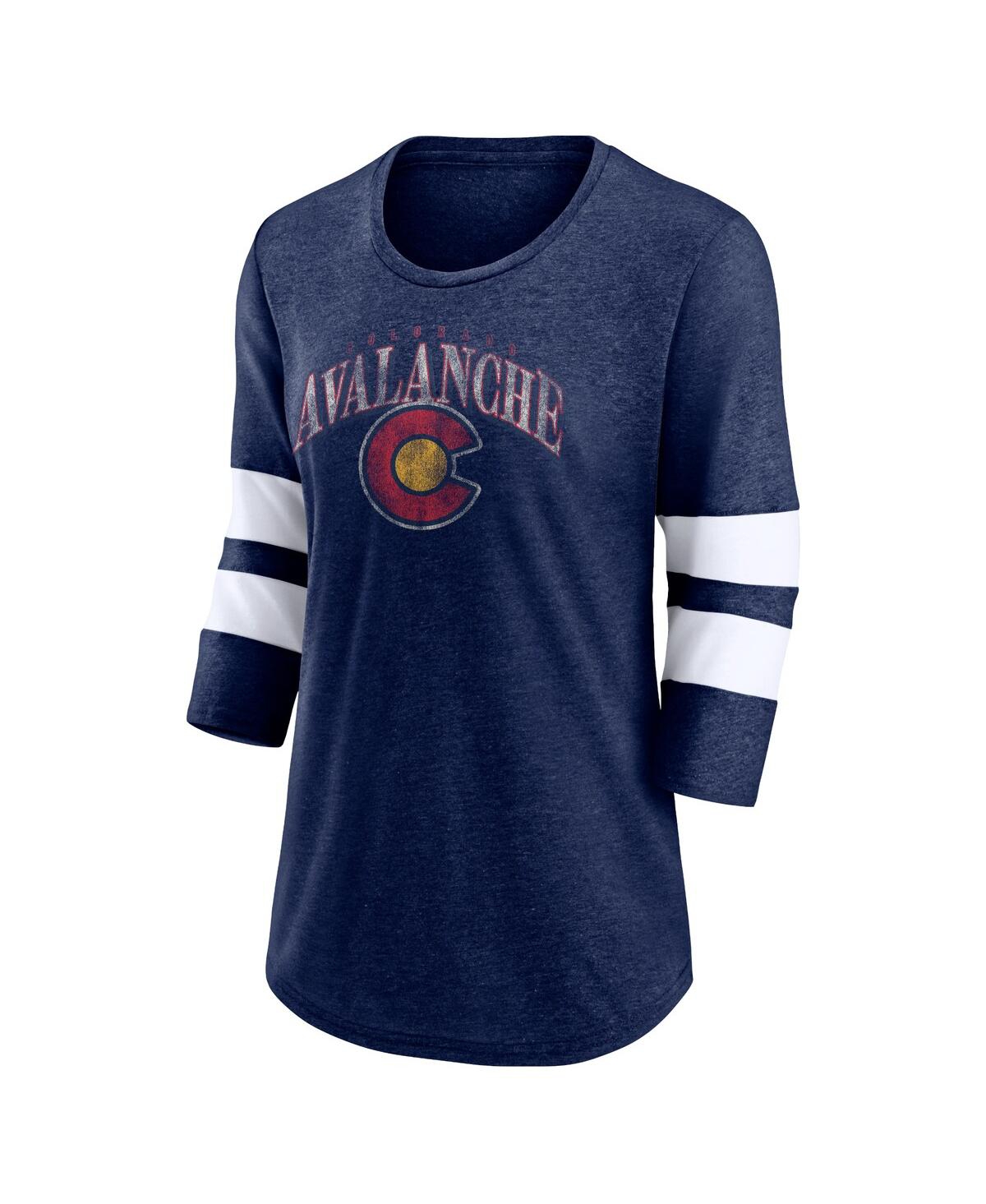 Fanatics Women's  Heather Navy Distressed Colorado Avalanche Special Edition 2.0 Barn Burner 3/4 Slee In Heather Navy