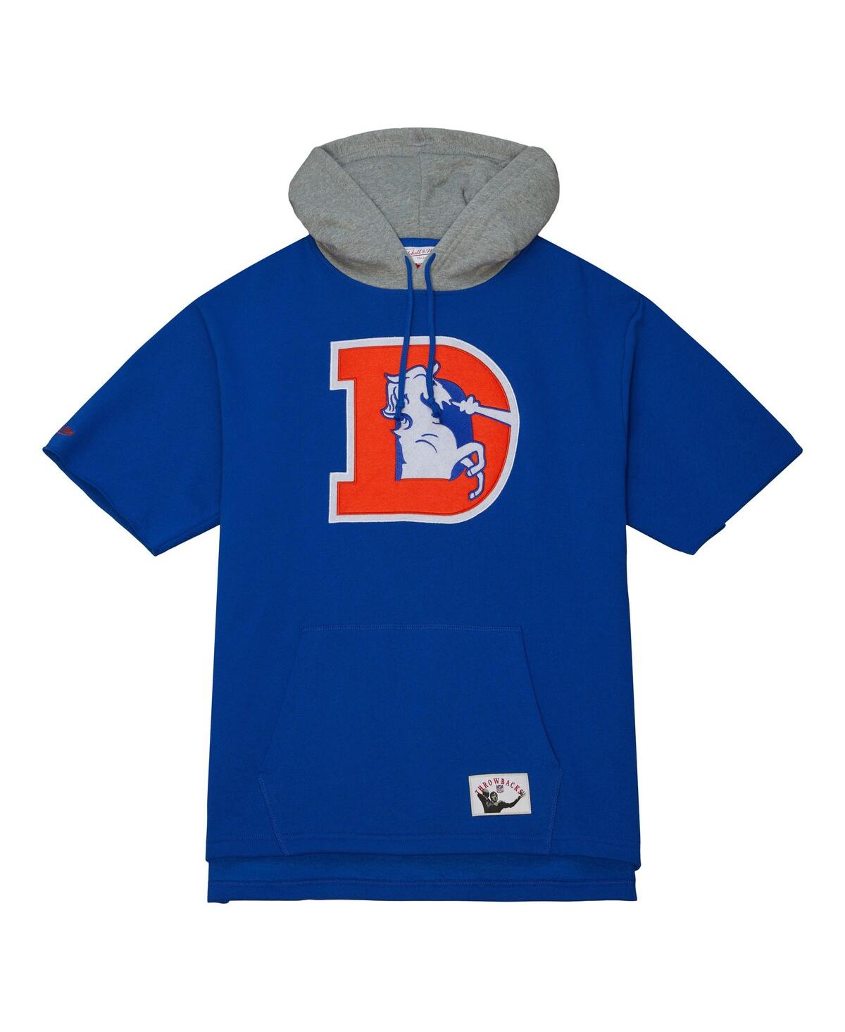 Men's Mitchell & NessDenver Broncos Postgame Short Sleeve Hoodie - Royal