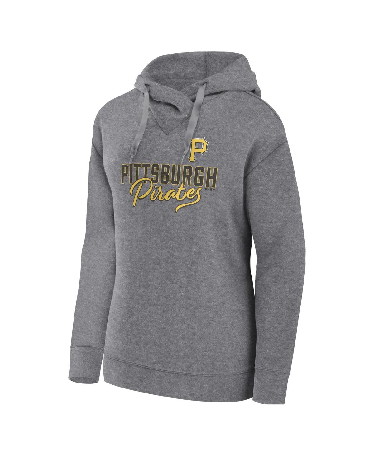 Women's FanaticsPittsburgh Pirates Script Favorite Lightweight Fitted Pullover Hoodie - Heather Gray