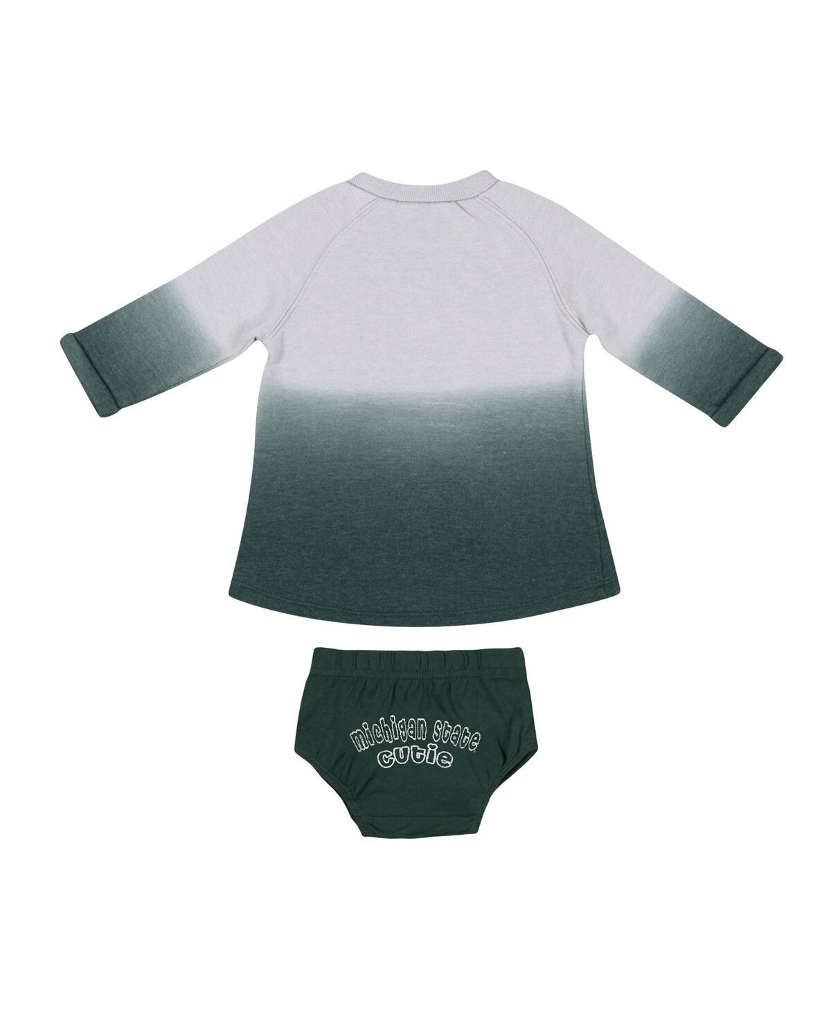 Shop Colosseum Baby Boys And Girls  Gray, Green Distressed Michigan State Spartans Hand In Hand Ombre Dres In Gray,green