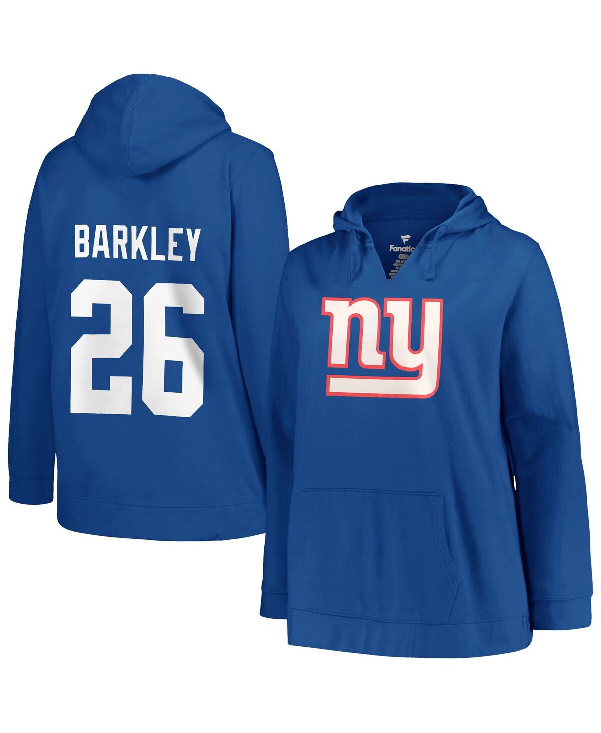 Shop Profile Women's  Saquon Barkley Royal New York Giants Plus Size Player Name And Number Pullover Hoodi