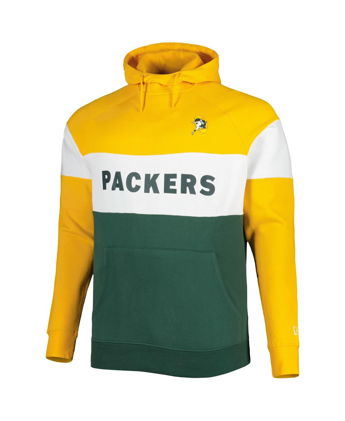 NEW ERA MEN'S NEW ERA GREEN DISTRESSED GREEN BAY PACKERS BIG AND TALL THROWBACK COLORBLOCK RAGLAN PULLOVER H 