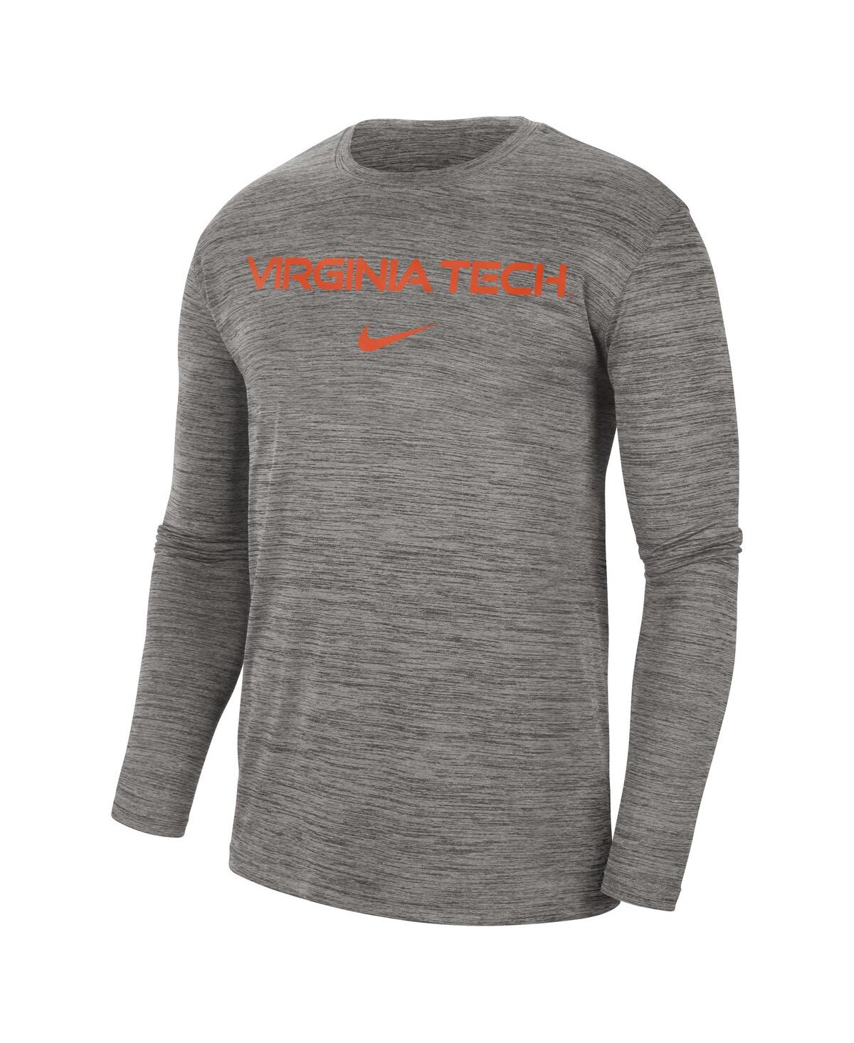 Men's NikeVirginia Tech Hokies Team Velocity Performance Long Sleeve T-shirt - Heather Gray