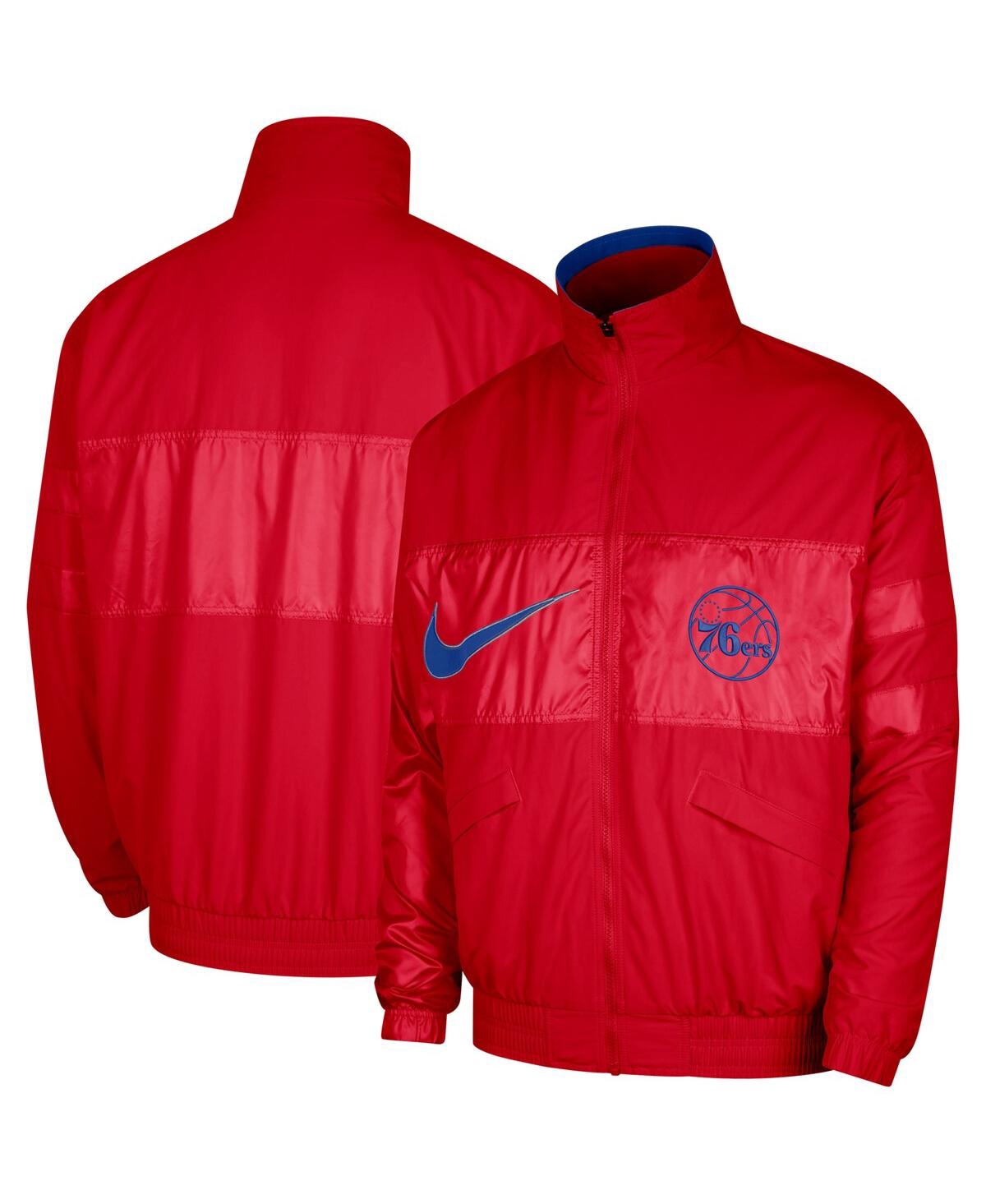 Shop Nike Men's  Red Philadelphia 76ers Courtside Versus Capsule Full-zip Jacket