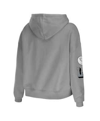 Women's Gray Las Vegas Raiders Plus Size Modest Cropped Pullover Hoodie