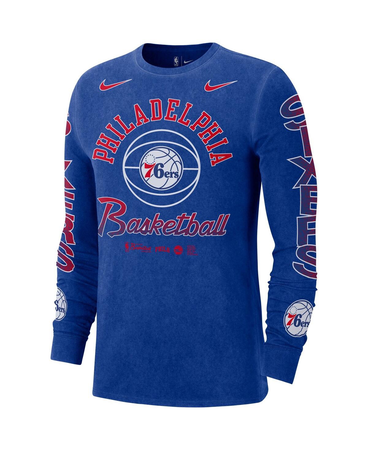 Nike Royal Philadelphia 76ers Courtside Retro Elevated Long Sleeve T-shirt In Royal