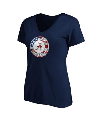 Women's Navy Alabama Crimson Tide Banner Wave V-Neck T-shirt