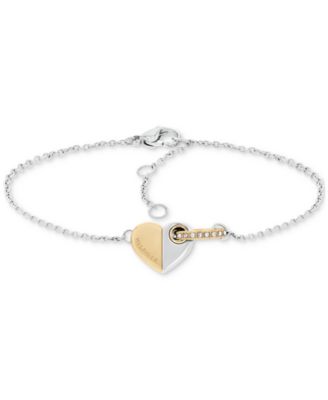 Pav&eacute; Ring & Heart Link Bracelet