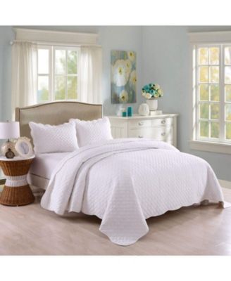100% White Cotton Quilt Bedspread Set B34 - King