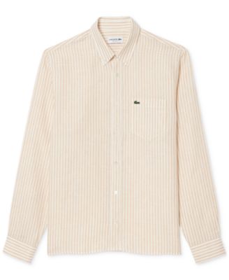 Men's Long Sleeve Striped Button-Down Linen Shirt
