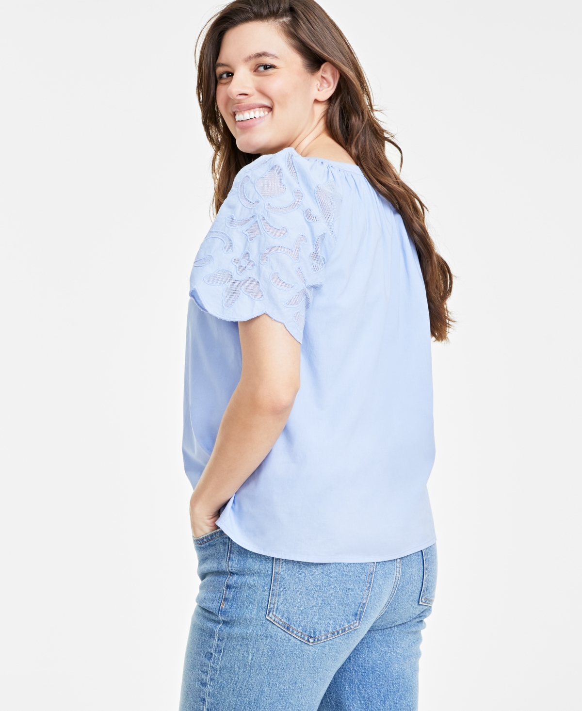 On 34th Women's Cutout Raglan Short-Sleeve Blouse, Created for Macy's