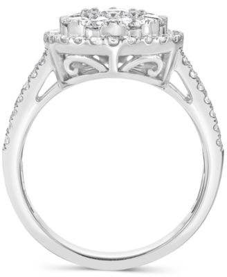 Diamond Halo Cluster Engagement Ring (1-1/2 ct. t.w.) in 14k White Gold
