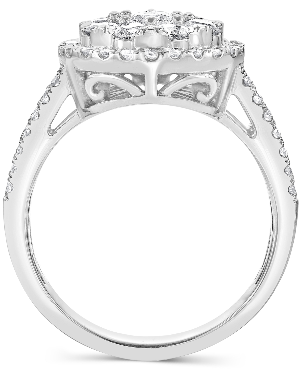Macy's Diamond Halo Cluster Engagement Ring (1-1/2 Ct. T.w.) In 14k White Gold In White Gold