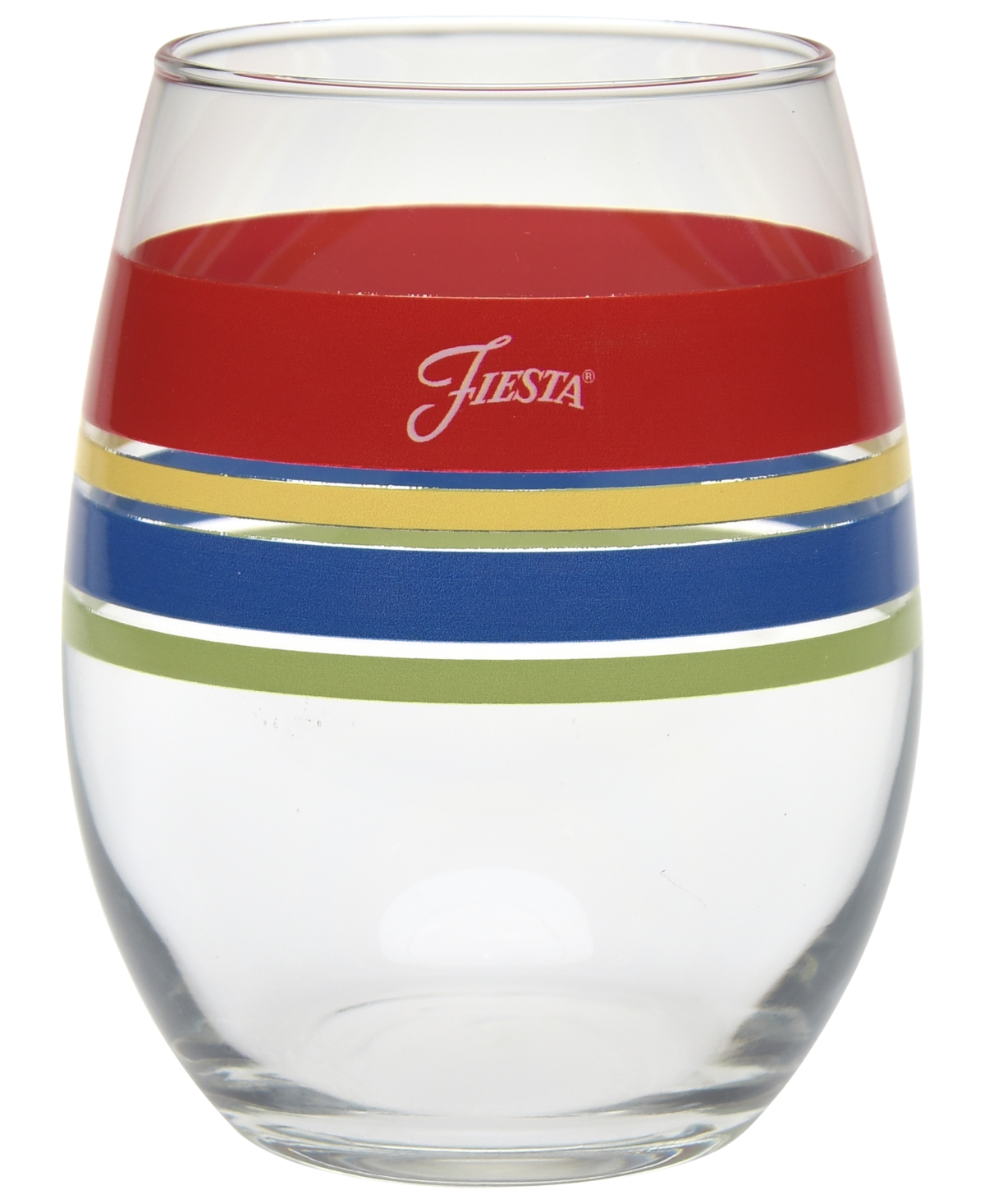 Fiesta Bright Edgeline 15-ounce Stemless Wine Glass Set Of 4 In Scarlet,lemongrass,lapis And Daffodil
