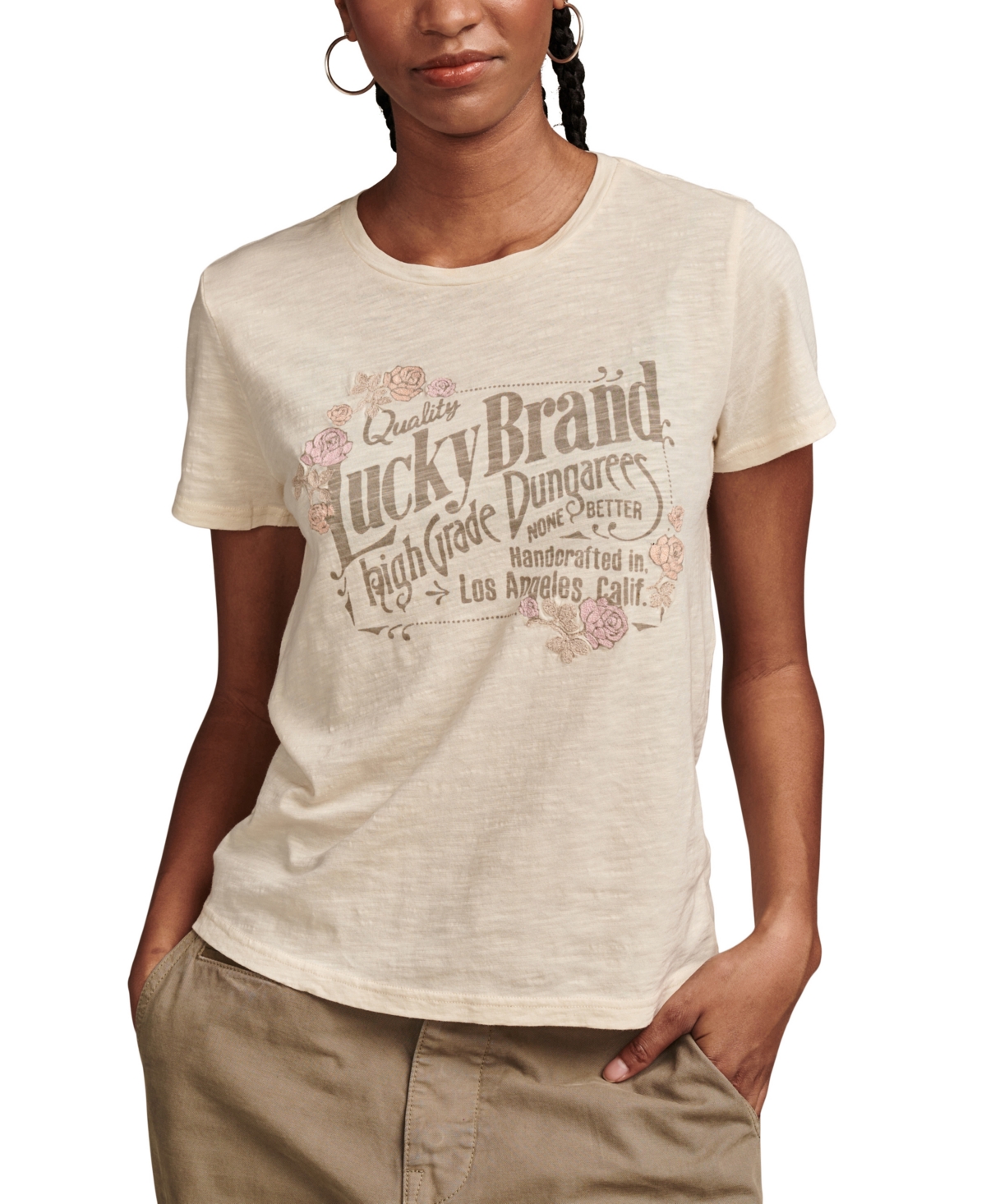Lucky Brand Women's Dungarees Graphic Classic T-shirt In Cream