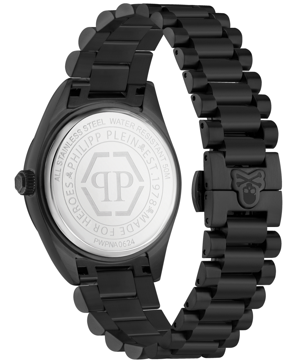 Philipp Plein Men's Date Superlative Black Ion Plated Stainless Steel Bracelet Watch 42mm