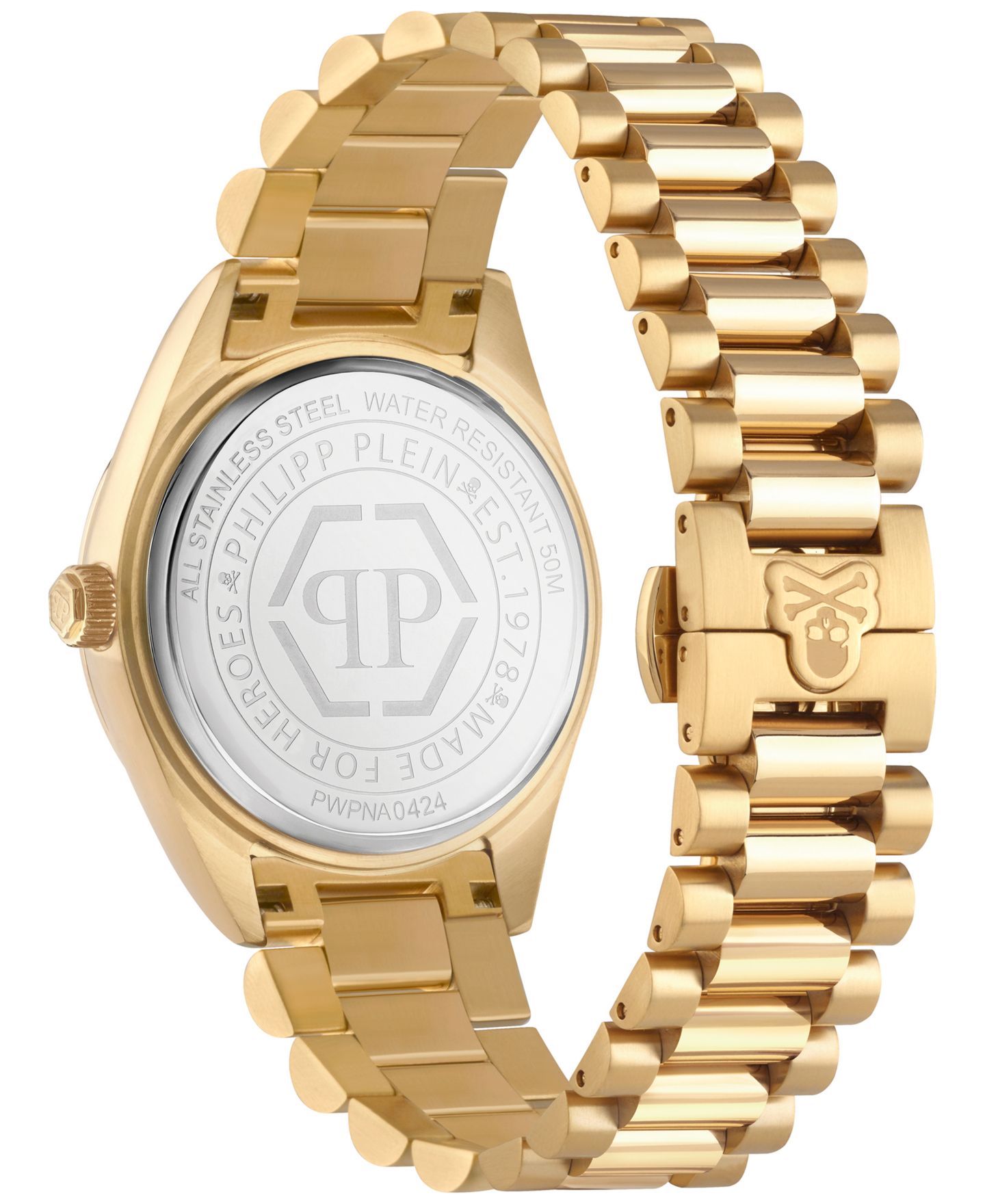 Мужские часы Philipp Plein Date Superlative Gold Ion Plated Stainless Steel Bracelet Watch 42mm — фото 3
