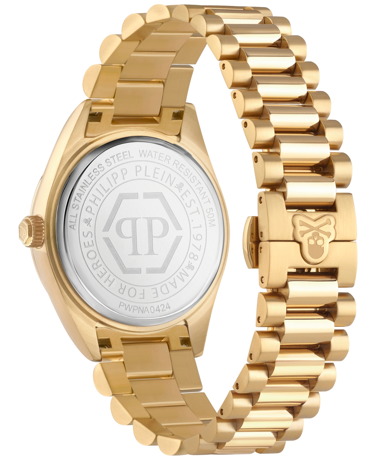 Philipp Plein Men's Date Superlative Gold Ion Plated Stainless Steel Bracelet Watch 42mm