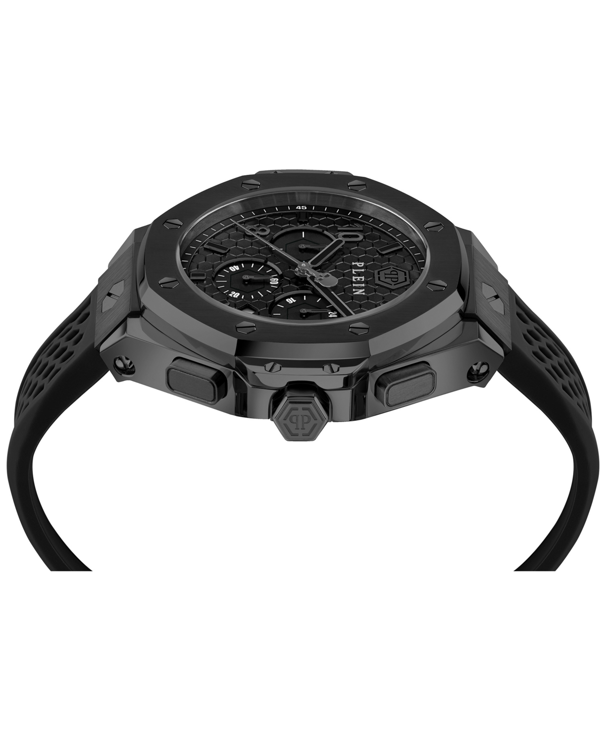 Philipp Plein Plein Chrono Royal Silicone Watch In Black