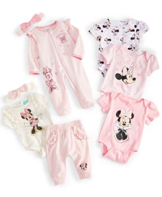 Shop Disney Baby Girls Minnie Mouse Bodysuits Outfit Sets In Pink
