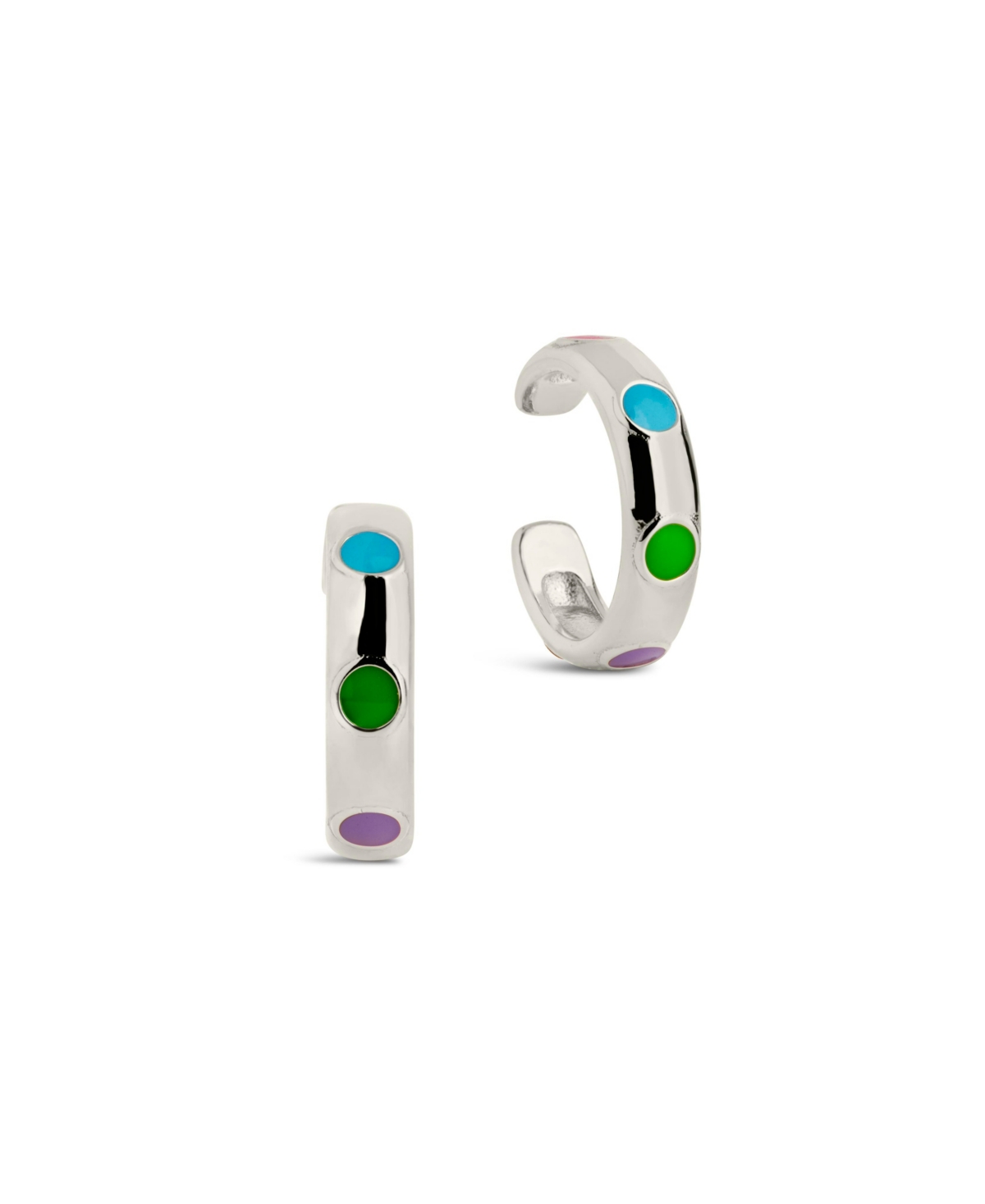 Shop Sterling Forever Gold-tone Or Silver-tone Colorful Enamel Enamel Accent Ear Cuff Set Of 2